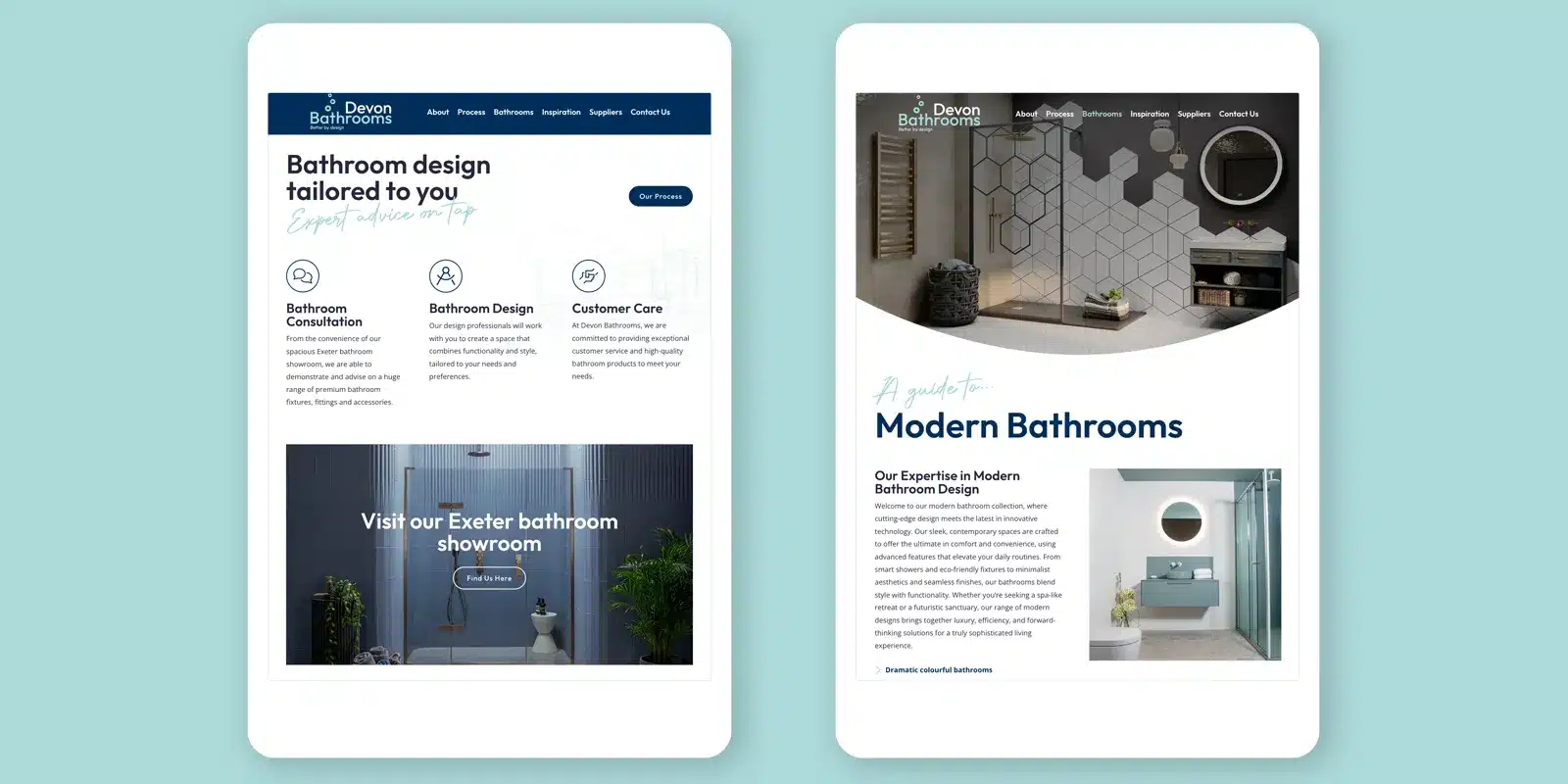 Devon Bathrooms Tablet Website Design